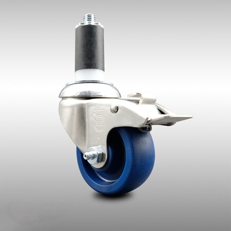 Service Caster 3 Inch 316SS Solid Poly Swivel 1-1/4 Inch Expanding Stem Caster Lock Brake SCC SCC-SS316TTLEX20S314-SPUS-114